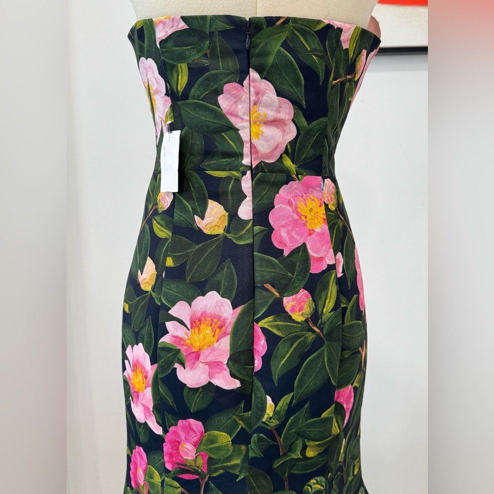 Oscar de la Renta Floral Print Strapless Gown Camellia Faille Mermaid Long Dress - Picture 10 of 16